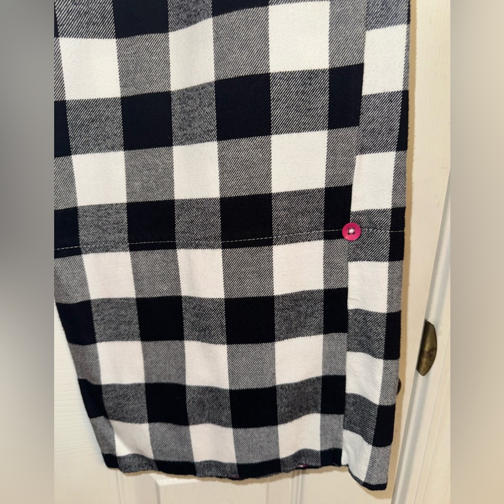 World Market -100% Cotton Flannel- Buffalo Plaid Reversible Roll Up Lounge Pants - Picture 3 of 13